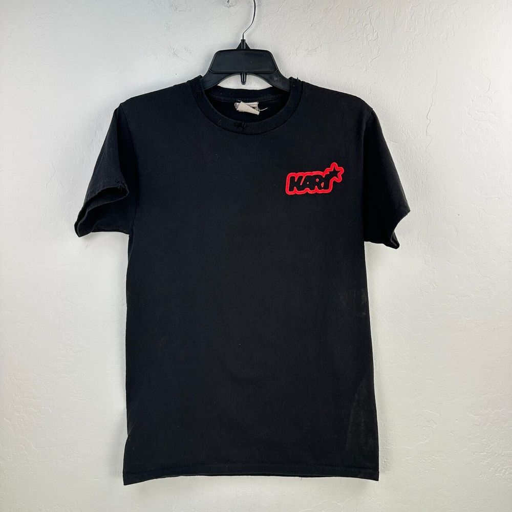 Kari Tshirt‎ Mens Small Black Red Graphic Tee Short Sleeve Distressed